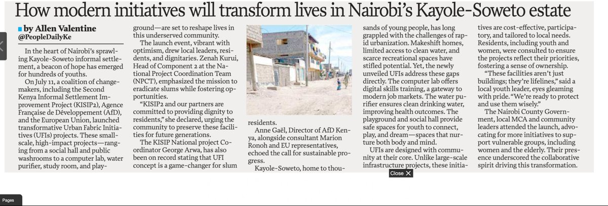 KisipTwo's tweet image. Today’s media shines a spotlight on transformative change through some @KisipTwo interventions.
@AFD_en @WorldBankKenya @EUinKenya @KenyaGovernors @KenyaVision2030 @HousingUrbanKE
#PromotingDignifiedLiving