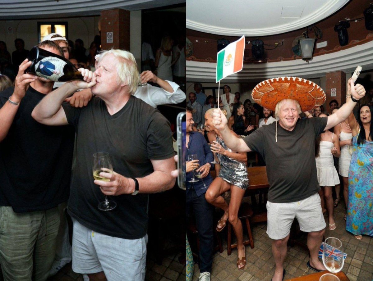 🤣🤣🤣🤣Den tidigare brittiske premiärministern Boris Johnson tillbringade helgen på Capri. 

Med tanke på hans absolut altruistiska och försiktiga natur är vi säkra på att detta måste ha varit någon form av insamling för den ukrainska saken, som ligger honom så varmt om hjärtat.