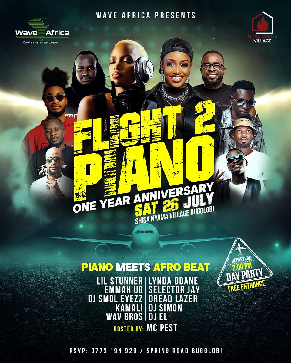 It’s been a full year of vibes, and we’re turning it all the way up 🎉
Saturday, 26th July at Shisa Nyama Village, Bugolobi

🎧 Piano meets Afrobeat
From 2 PM | Free Entrance

On the decks and mic:
<a href="/SheilahGashumba/">Sheilah C Gashumba</a> , <a href="/lynda_ddane/">Lynda Ddane</a> <a href="/emmahug6/">emmah_Ug Official🇺🇬 🇿🇦</a> , <a href="/JSelectorJay/">Selector Long Time</a> ,
1/2