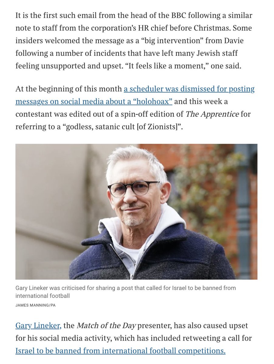 AyoCaesar's tweet image. Here's how the sausage gets made – take a reasonable political criticism of Israel (that it should be banned from football competitions), and contextualise it with antisemitic incidents. Might Gary Lineker have caused people to feel upset? Maybe. But is it reasonable? No!