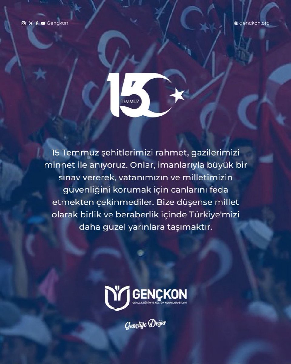 15 Temmuz şehitlerimizi rahmet, gazilerimizi minnet ile anıyoruz.

#15Temmuz