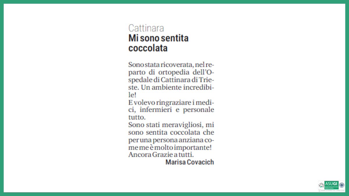 AsugiFVG's tweet image. Da @il_piccolo di oggi  
#ringraziamenti #inostriprofessionisti #sanitaasugi #SanitaFVG #ASUGI