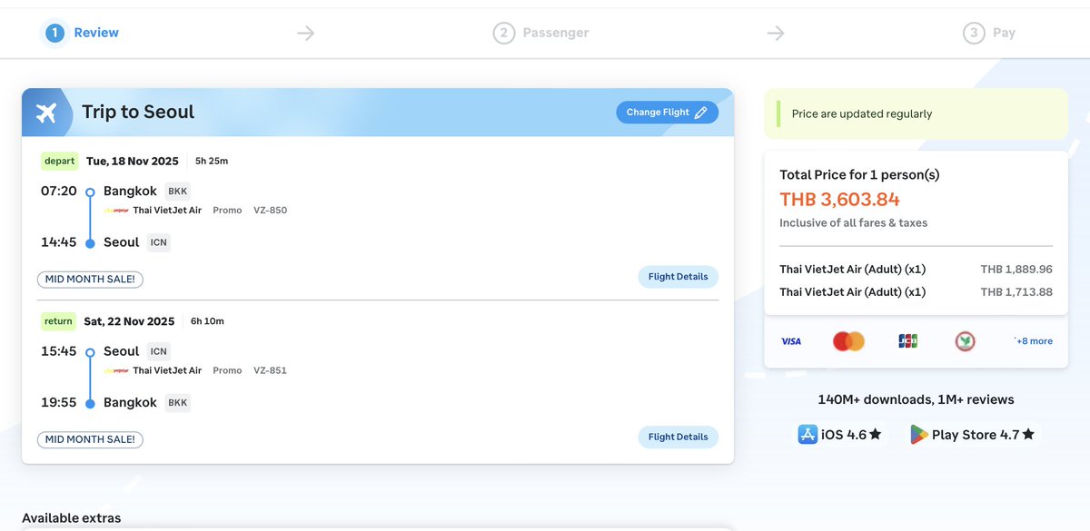ไปเถอะ เวียดเจ็ทไปโปรกรุงเทพ - โซลไปกลับ 3,800 บาท ถูกเกิ้นนน ขนาดไม่ค่อยอยากนั่งโลวคอสยังมือสั่นๆจะลั่นเอา 55555 l1nq.com/jS4Ay