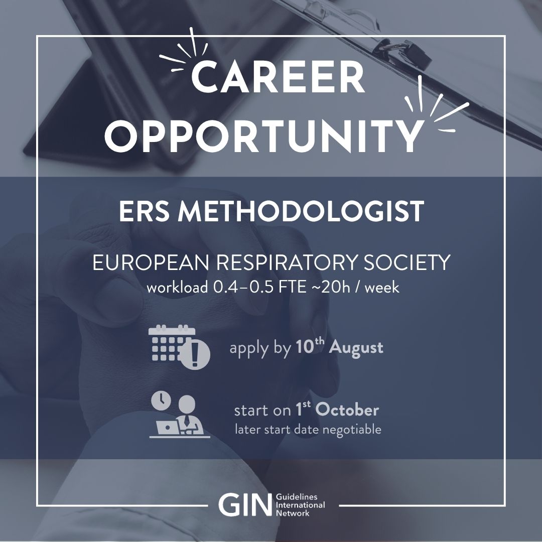 gin_member's tweet image. The European Respiratory Society is seeking a qualified methodologist to support the development of ERS Clinical Practice Guidelines, Statements, and Technical Standards. Interested organizations / freelancers should submit an offer and a CV to guidelines_statements@ersnet.org