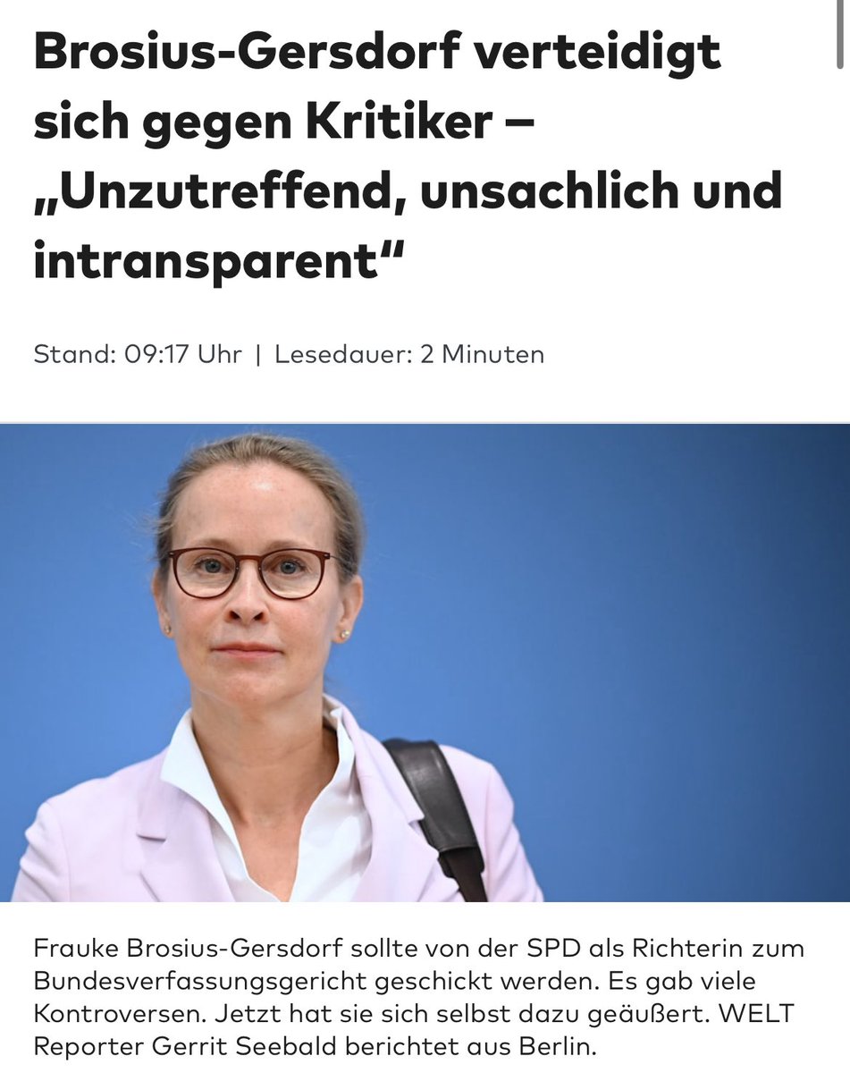 Man kann es drehen und wenden, wie man will: diese Frau ist beschädigt und für das höchste Richteramt ungeeignet.

Da helfen weder Rechtfertigungsschreiben, Solidaritätsbekundungen noch Schuldzuweisungen von LINKSGRÜN.

Jeder Interessierte kann sich selbst über die politische