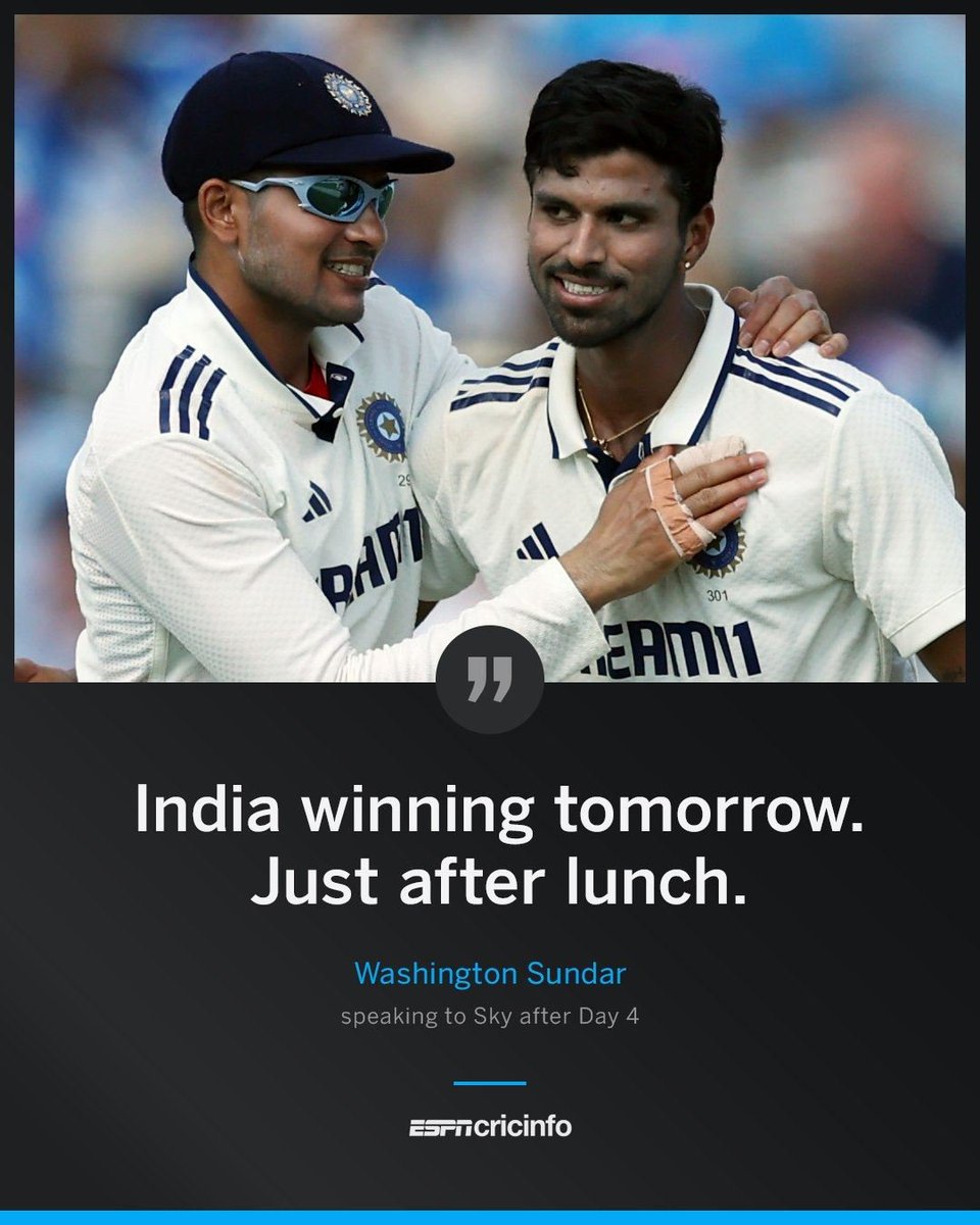 Sundar: India is winning tomorrow.
Reality:  India is collapsing before tea.
 🍵 #TeaIsFantastic 
#INDvsENG #testcricket 
#EpicFail