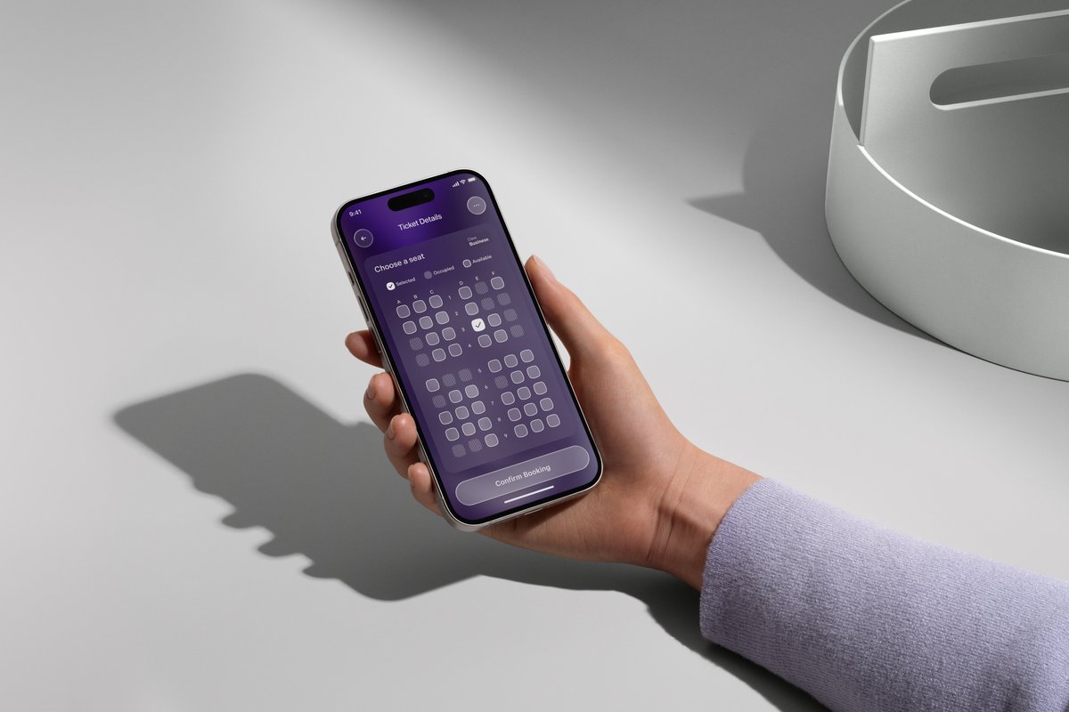 hypermodedesign's tweet image. Airline app UI, dipped in liquid glass.