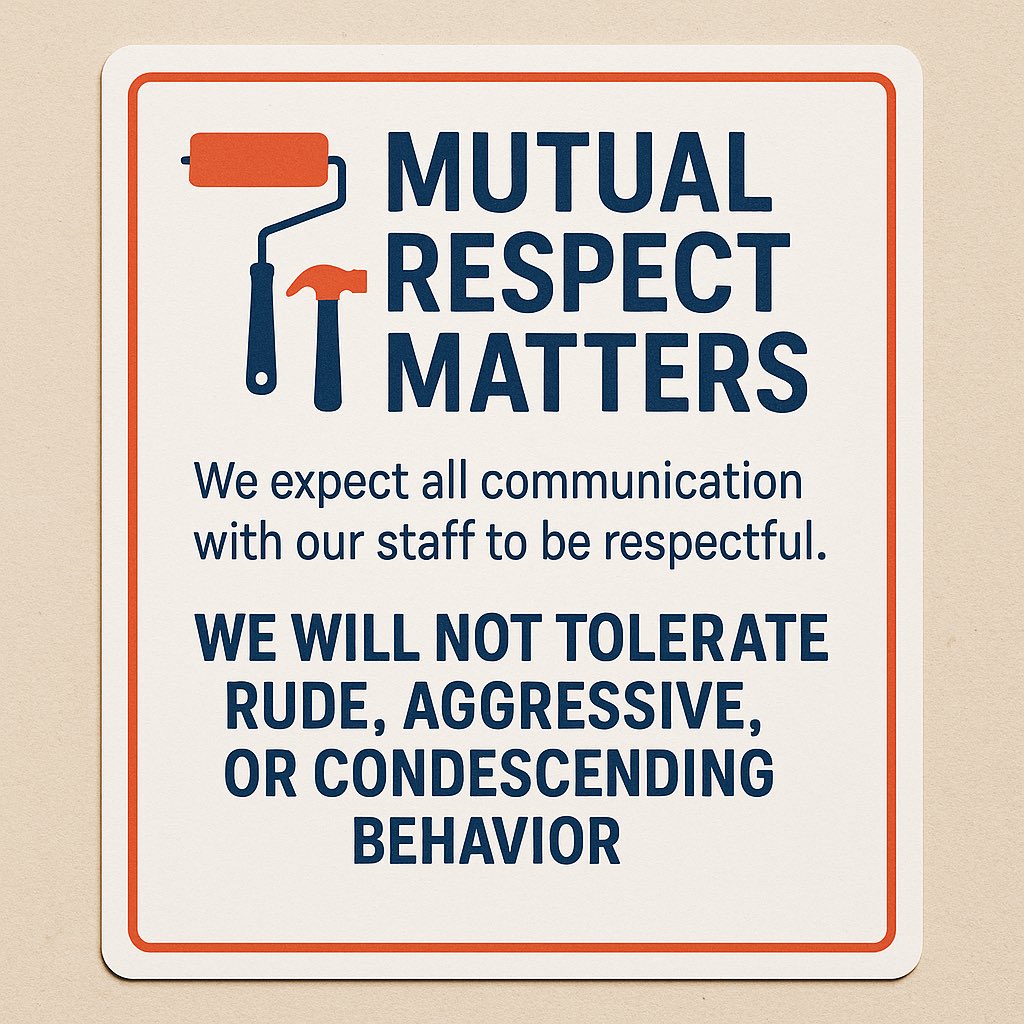 📣 Mutual Respect Matters

Over decades in the painting and decorating trade, we’ve worked with some truly fantastic clients who respect us and what we do. From politicians, advocates, judges and A list movie stars to every day regular clients…all lovely people. But every now
