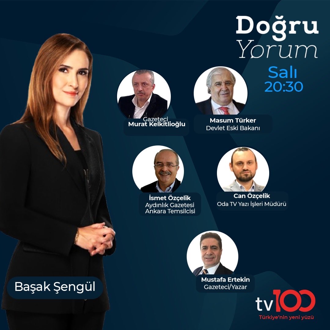 Bu akşam 20.30’da tv100’deyim! Bekleriz!
