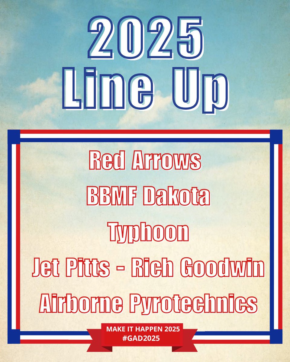 Just under 2 months to go until the 2025 Guernsey Air Display!

Prepare for an incredible lineup this year! 🎉 

#GAD2025 #AirDisplay #Guernsey #LineUp