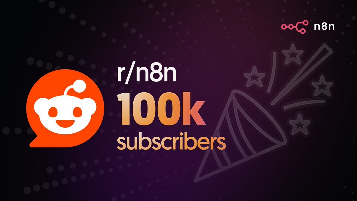 n8n_io's tweet image. Huge congrats to our sister community on Reddit - you guys are killing it! 🚀
If you haven’t checked it out yet, now’s the perfect time to join the conversation, get inspired, and level up your automation game.
🔗 reddit.com/r/n8n/
#n8n #community #automation…