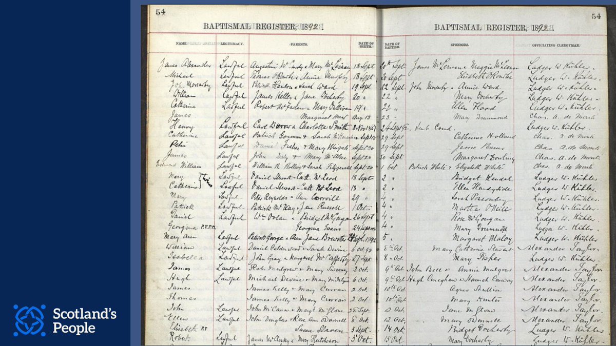 ScotlandsPeople's tweet image. Confirming an ancestor’s religion helps you trace their life events. Before 1855, births, marriages & deaths were recorded in church registers.
Search earlier records from the Catholic Church, the Church of Scotland and breakaway churches.
Find out more
bit.ly/SPAdvancedSear…