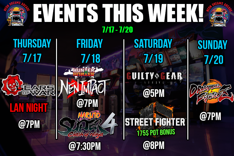 Events happening this week! Startgg link to our hub is below, please pre-register for our events if you plan on coming out!