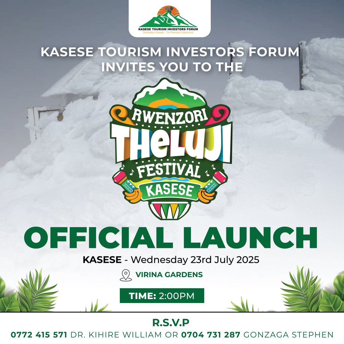 The official Launch of Rwenzori Theluji Festival is scheduled on 23rd July!
Location - Virina Gardens
#RwenzoriThelujiFestival25
#ExploreUganda