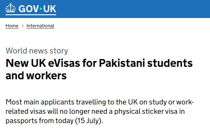 Intl_Politics_'s tweet image. UK introduces eVisas for Pakistani students and workers - no more physical visa stickers from July 15.

#Pakistan #EVisas #UK #PakistaniStudents