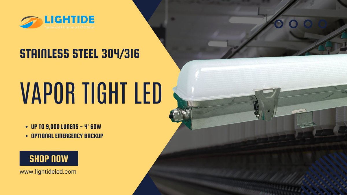 MayLightide (@dlcledsolution) on Twitter photo Brighten your space with our Vapor Tight LED Light Fixture! 💡  
✨ Stainless steel 304/316 housing  
✨ Up to 150 lumens per watt  T  
✨ Optional Emergency Backup  
✨ 5-Year Warranty  
Efficiency, durability & peace of mind in one! #LEDLighting lightideled.com/product/vapor-… Brighten your space with our Vapor Tight LED Light Fixture! 💡  
✨ Stainless steel 304/316 housing  
✨ Up to 150 lumens per watt  T  
✨ Optional Emergency Backup  
✨ 5-Year Warranty  
Efficiency, durability & peace of mind in one! #LEDLighting lightideled.com/product/vapor-…