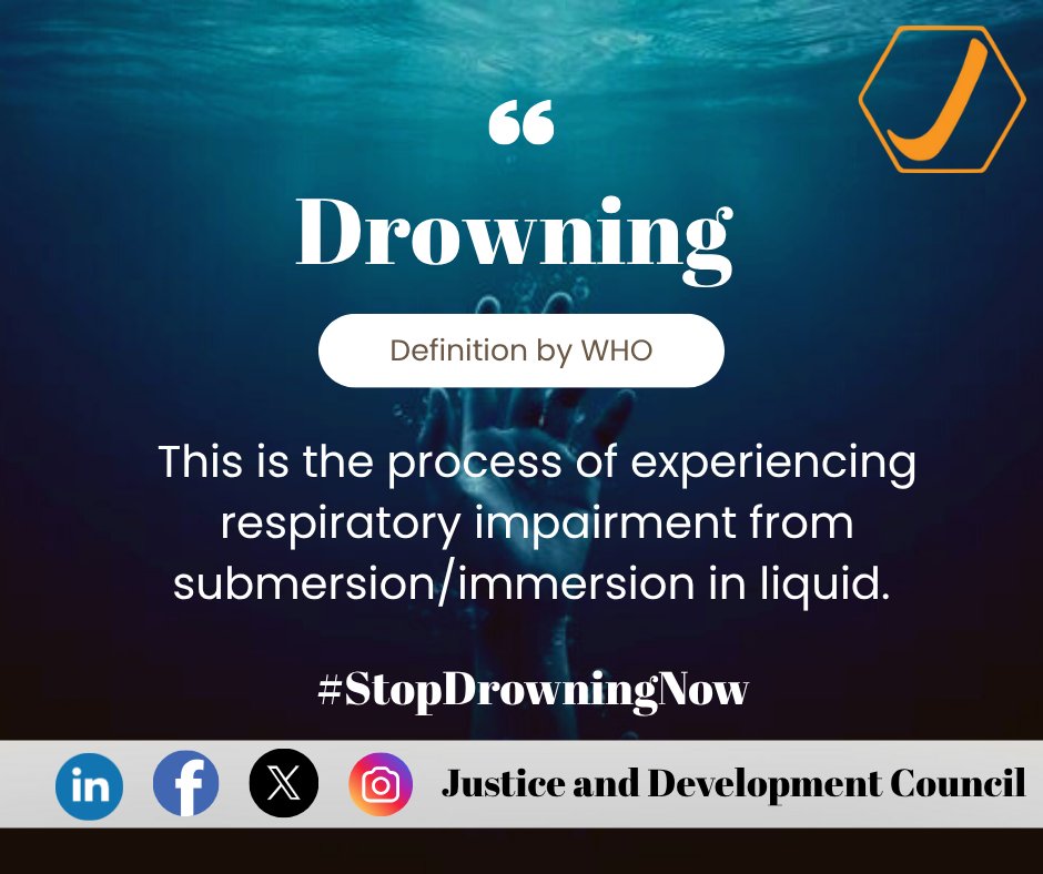 Justice & Development Council (@jdcwatersafety) on Twitter photo 🛑 Do you know what drowning really means?
The World Health Organization defined Drowning as the process of experiencing respiratory impairment from submersion or immersion in liquid.
It’s not just in water.
 Drowning can also occur in milk, blood, oil, juice, or any other 🛑 Do you know what drowning really means?
The World Health Organization defined Drowning as the process of experiencing respiratory impairment from submersion or immersion in liquid.
It’s not just in water.
 Drowning can also occur in milk, blood, oil, juice, or any other