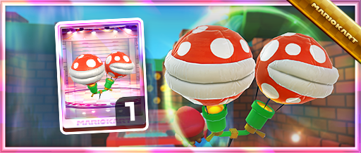 mariokarttourEN's tweet image. The driver Petey Piranha is in the Spotlight Shop for the second half of the tour, along with the Piranha Pipes kart and the Piranha Plant Balloons glider! #MarioKartTour
