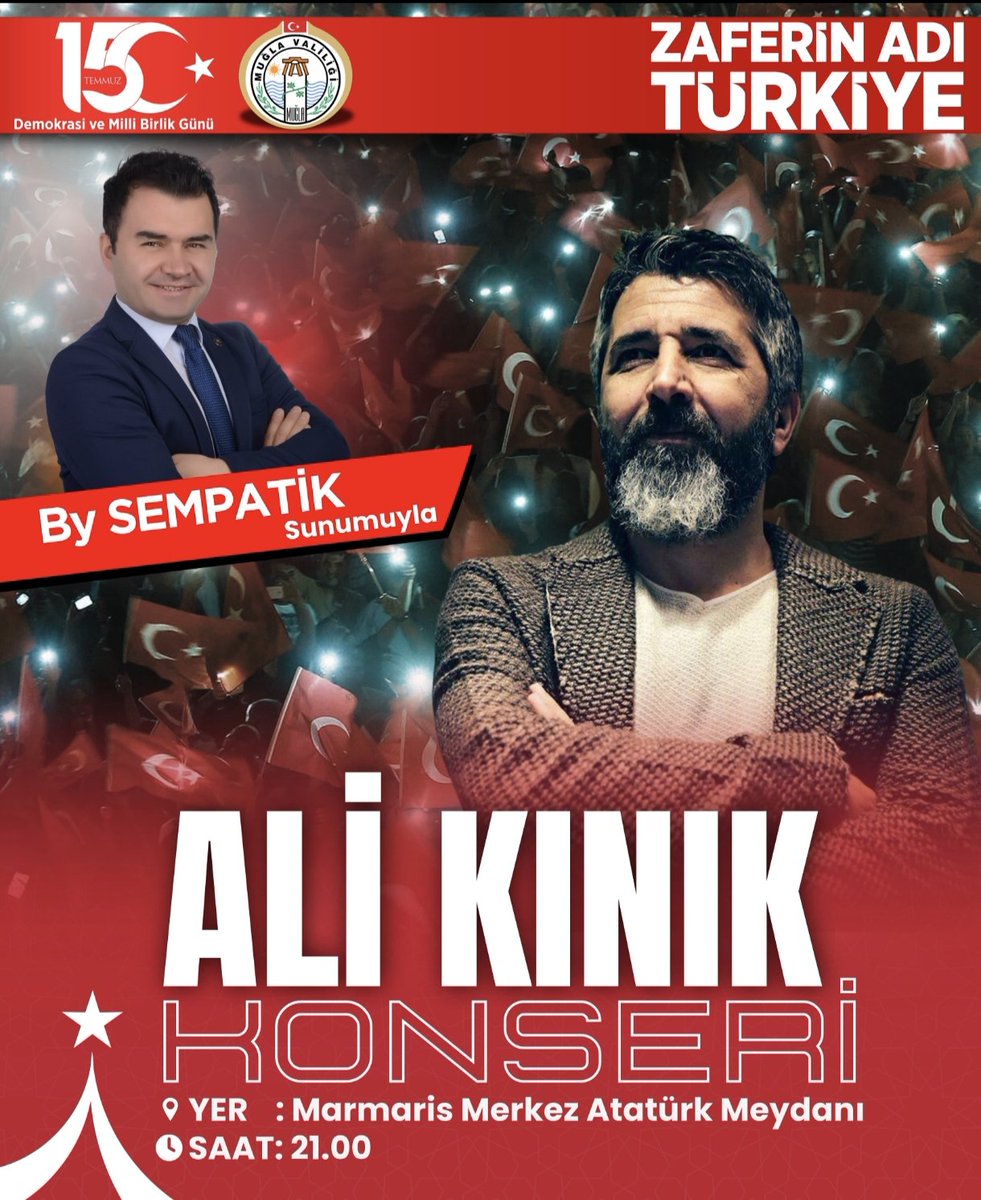 Bir daha 15 Temmuz'lar yaşatmasın Rabbim.Vatan sevgisi imandandır!Tüm şehitlerimize Allah'tan rahmet yakınlarına sabır,gazilerimize sağlıklı bir yaşam dilerim.Var olsunlar🇹🇷<a href="/tcmuglavaliligi/">Muğla Valiliği</a> <a href="/idrisakbiyik/">Dr. İdris AKBIYIK</a> himayelerinde #15TemmuzDestanı 9.yılı anma etkinliklerinde mikrofondayız🇹🇷🎤