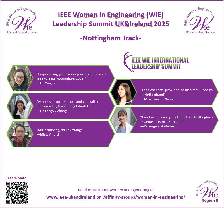 IEEE WIE UKI (@ieeewie_uk) on Twitter photo 🌱 IEEE Women in Engineering International Leadership Summit UK & Ireland 2025 | Nottingham Track Spotlight
Next in the spotlight: the Nottingham Track, where impactful stories and career journeys take center stage.
📍 Hosted by: University of Nottingham 🌱 IEEE Women in Engineering International Leadership Summit UK & Ireland 2025 | Nottingham Track Spotlight
Next in the spotlight: the Nottingham Track, where impactful stories and career journeys take center stage.
📍 Hosted by: University of Nottingham