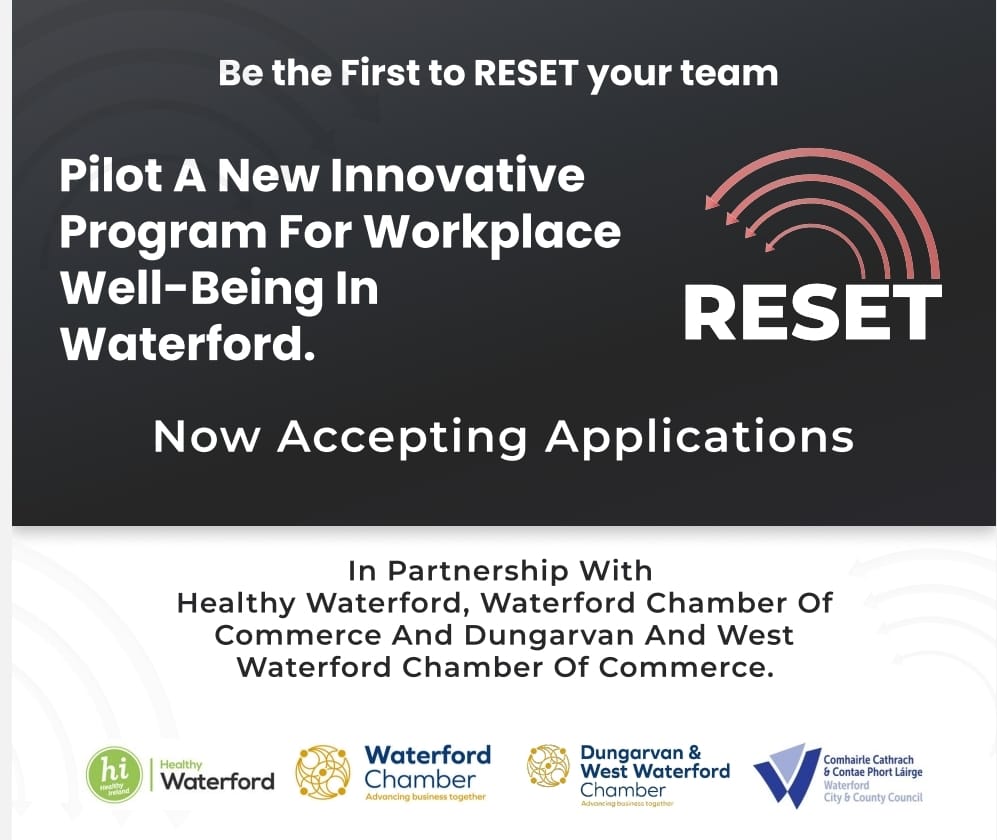 New #WorkplaceWellbeing pilot coming to #Waterford businesses!

Thanks to Healthy Waterford Network member Linda Barry, and international expert Doug Dane. Partnering with <a href="/DvanChamber/">Dungarvan Chamber</a> + <a href="/waterfordcc/">Waterford Chamber</a>

Register by 21st of July : shorturl.at/dmgfQ