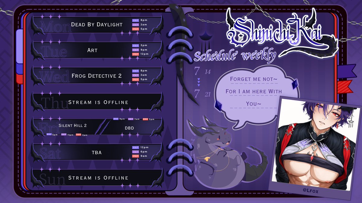 ShinichiKaiVT's tweet image. Thankies for waiting here is this weeks schedule~