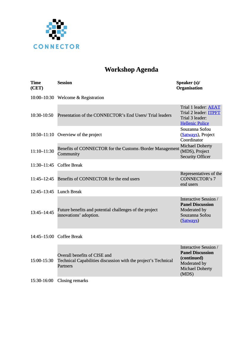 Final Reminder! Join us on Friday, July 18th, at our CONNECTOR project stakeholder workshop in Greece (or online). Register now: shorturl.at/J220V #CONNECTOR_EU_Project #CISE #CE_CISE #CrossBorderSecurity #EUProjects #Interoperability #CustomsSecurity #bordermanagement