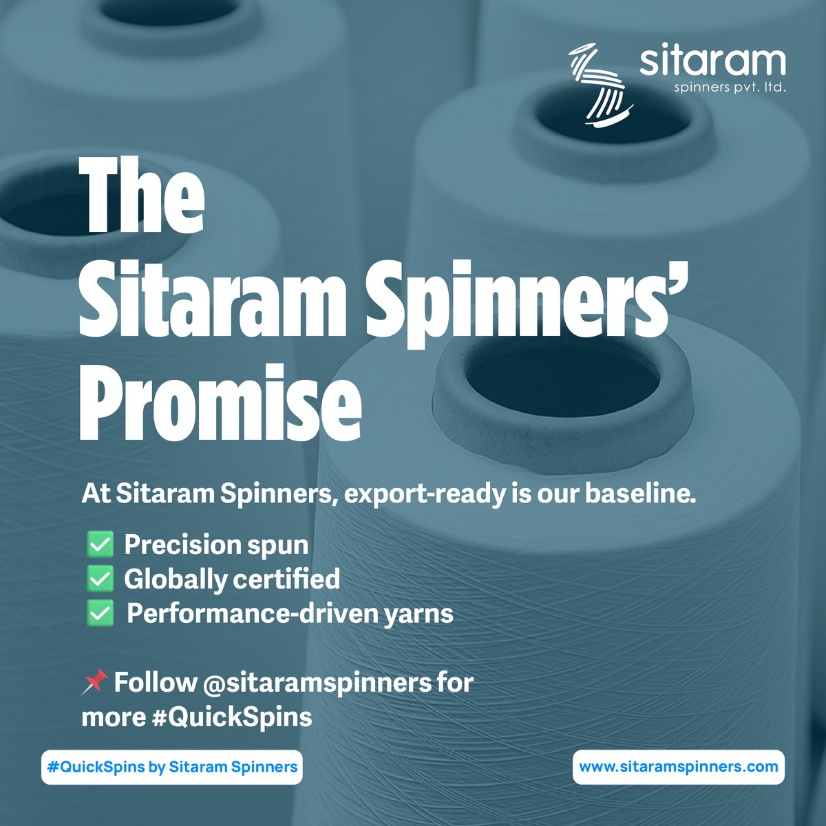 LtdSitaram's tweet image. What makes yarn export-ready? 

Consistent. Certified. Built to perform.

#QuickSpins #SitaramSpinners #YarnManufacturersInIndia #CoreSpunYarn #SpandexYarn #YarnExport