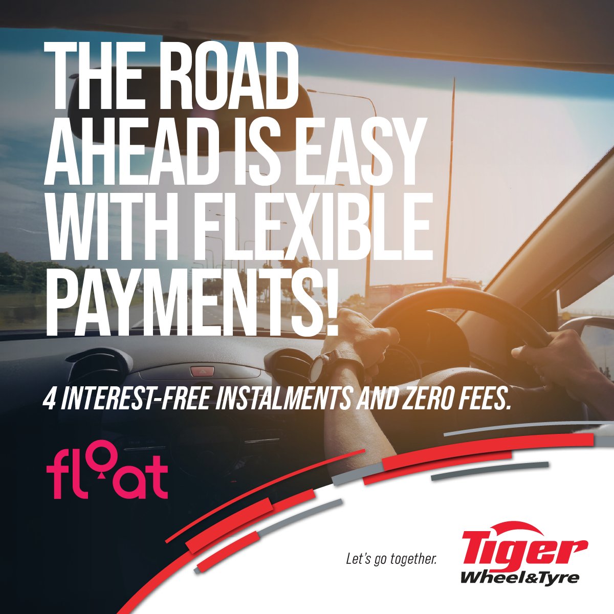 New tyres today, peace of mind tomorrow. 💬 

Float helps you pay over time.
Interested? Find out more on our website: twt.co.za/float/ 

#TigerWheelnTyre #LetsGoTogether #Float #PaymentOptions #InterestFree