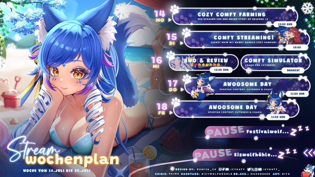 💙 Icykaty ~ 05.05.25 Redebut! ✨ (@icykaty_) on Twitter photo ✨ Neuer Streamplan! + Ich bin LIVE✨
Es geht los Cozy Morning mit <a href="/MarryofBlood/">Mary 🌹 GERVtuberin I 14.07. Debutday!</a> danach Comfy Gaming! 💖 Außerdem hab ich euch meinen Streamplan mitgebracht 🥳 Comfy Woche voller Streams! 💖
🔴 twitch.tv/icykaty
#gervtuber #vtuber ✨ Neuer Streamplan! + Ich bin LIVE✨
Es geht los Cozy Morning mit <a href="/MarryofBlood/">Mary 🌹 GERVtuberin I 14.07. Debutday!</a> danach Comfy Gaming! 💖 Außerdem hab ich euch meinen Streamplan mitgebracht 🥳 Comfy Woche voller Streams! 💖
🔴 twitch.tv/icykaty
#gervtuber #vtuber