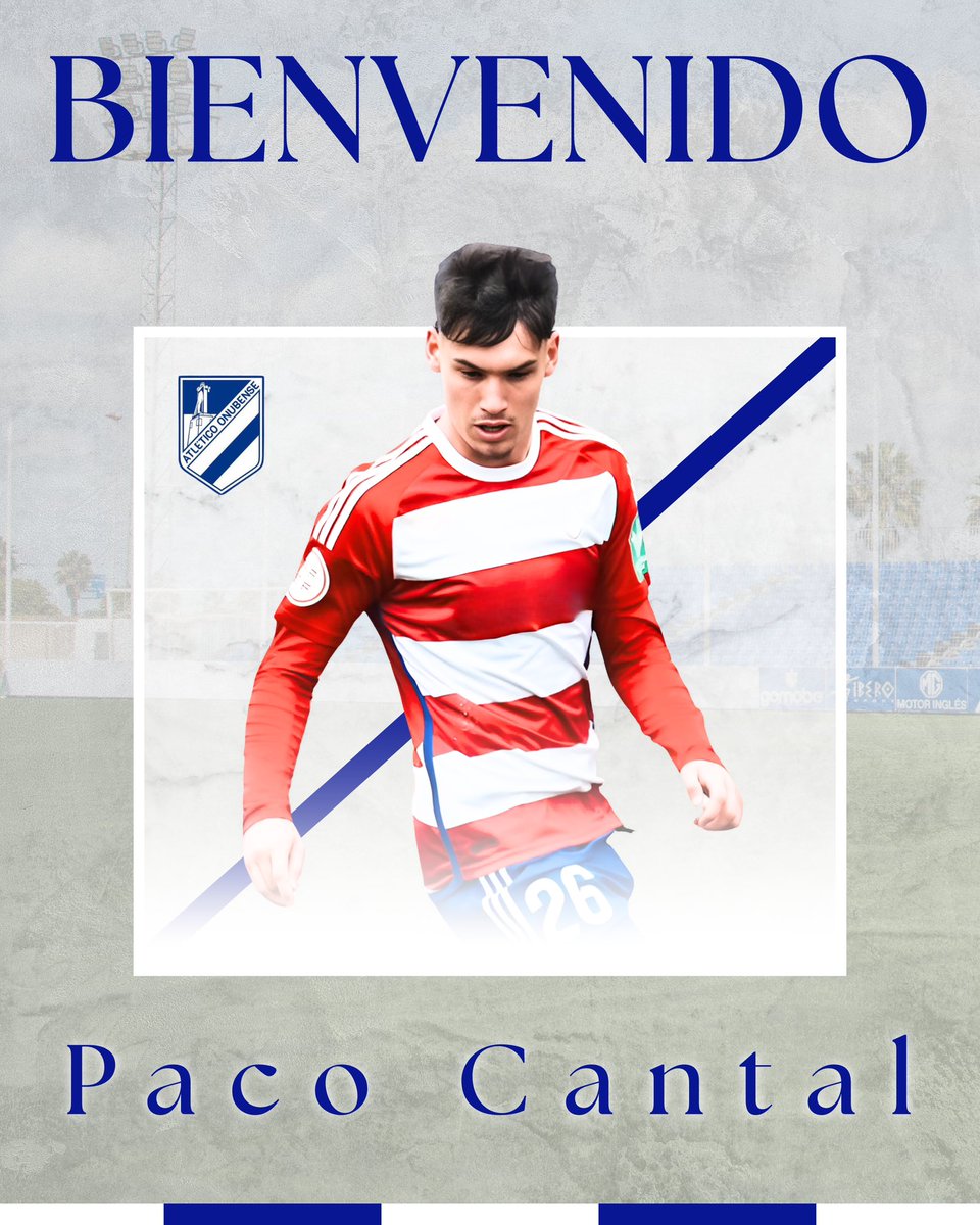 Paco Cantal, nuevo fichaje del Atlético Onubense.

Sus 50 partidos en Tercera RFEF, y unos playoff de ascenso a Segunda RFEF, lo convierten en un jugador con recorrido en la competición a sus 22 años.

¡Bienvenido a tu nueva casa, Paco!