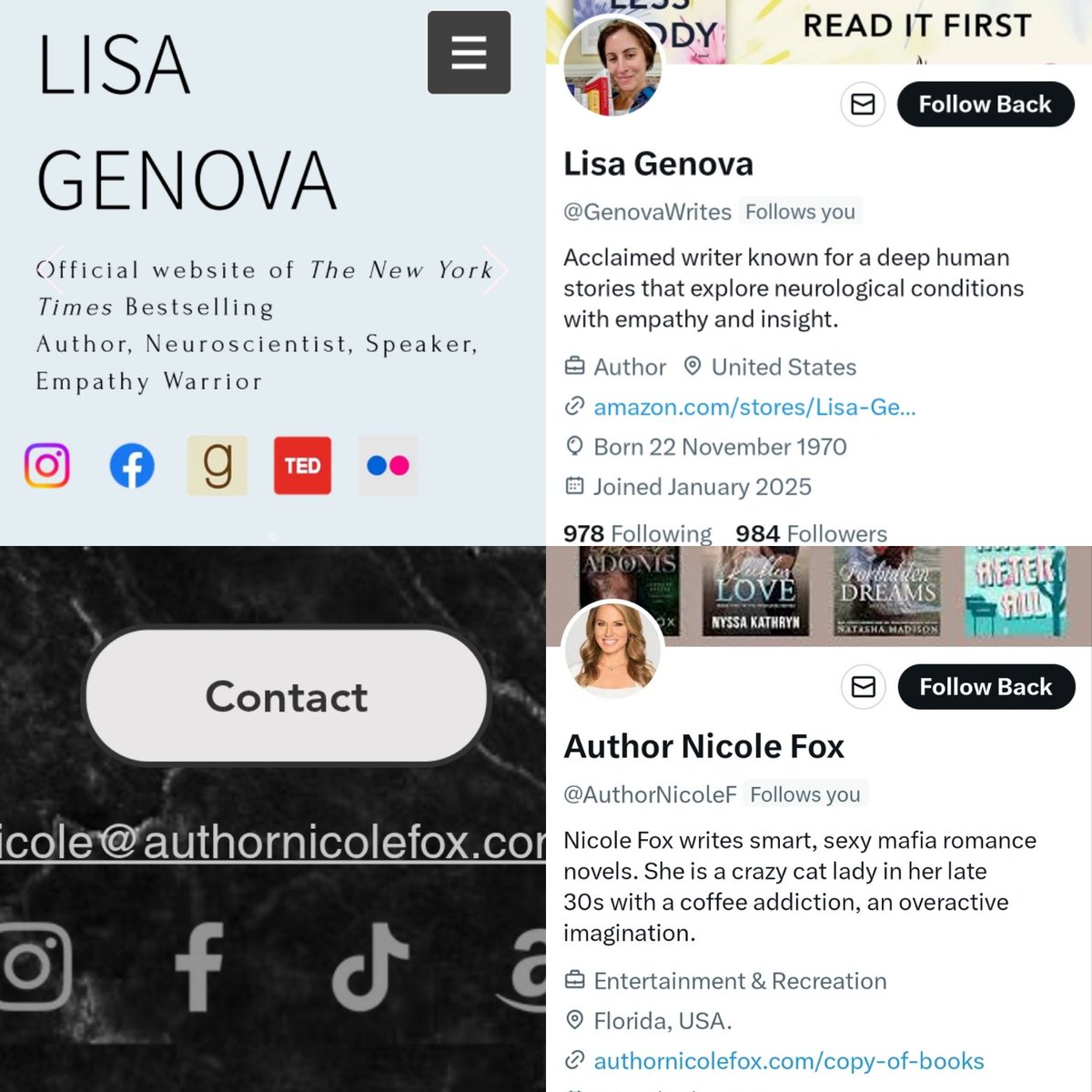 I'm getting these copycat authors following on the daily now. If you have author friends not on here, please encourage them to get a placeholder account with a pinned message saying, "I don't maintain a presence on here. Other accounts will be impersonating me."