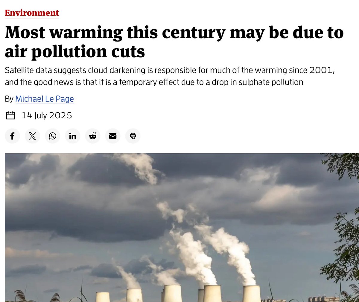 „Die größte Erwärmung in diesem Jahrhundert könnte auf die Verringerung der Luftverschmutzung zurückzuführen sein“