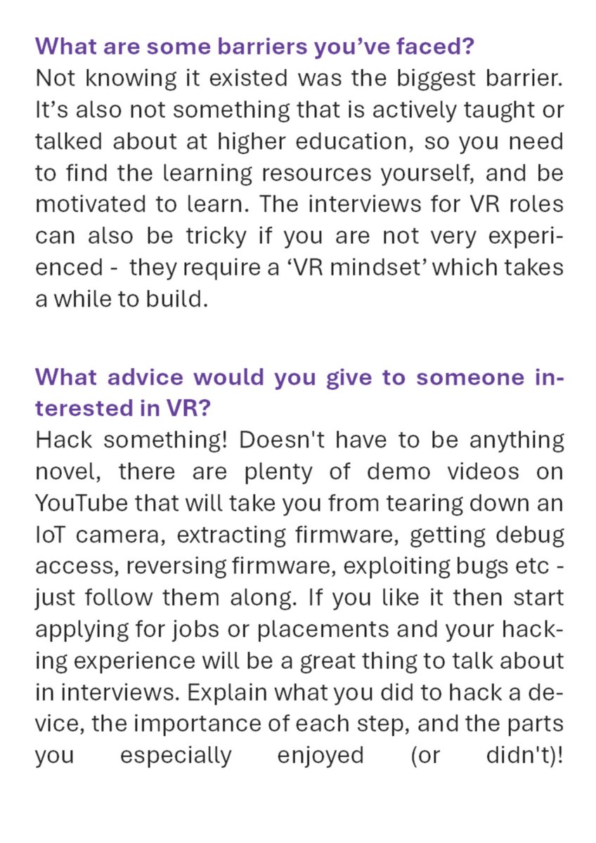 More VR advice and insights, this time from Calvin, an Associate Researcher in our Embedded Systems team.

Calvin gives some helpful tips about how your hacking hobby can be a great thing to talk to about in VR job interviews.