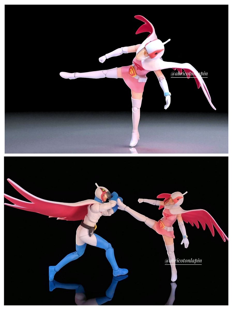 abricotonlapin's tweet image. #ガッチャマン
①Storm Collectibles・G-3白鳥のジュンフィギュア、予約してから13ヶ月待ちましたが無事ゲットです🥰
②同シリーズG-1大鷲の健と初対面(こちらは23年9月発売で1年半待ち)
「ケン、凄い筋肉💦だいぶ背も伸びたみたいね💦」とジュンちゃんw 個人的には2人の身長差があり過ぎかなと思い…