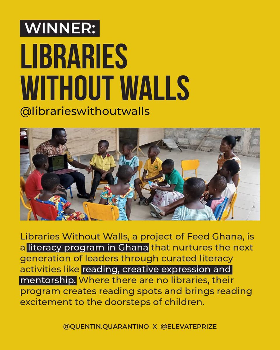 Libraries Without Walls (@lwwgh) on Twitter photo Our work has been recognized by the <a href="/ElevatePrize/">The Elevate Prize Foundation #MakeGoodFamous</a> Get Loud Award for June 2025. We are grateful to our nominators, volunteers and supporters. We are thankful to the Elevate Prize Foundation for this incredible opportunity and spotlight. Our work has been recognized by the <a href="/ElevatePrize/">The Elevate Prize Foundation #MakeGoodFamous</a> Get Loud Award for June 2025. We are grateful to our nominators, volunteers and supporters. We are thankful to the Elevate Prize Foundation for this incredible opportunity and spotlight.