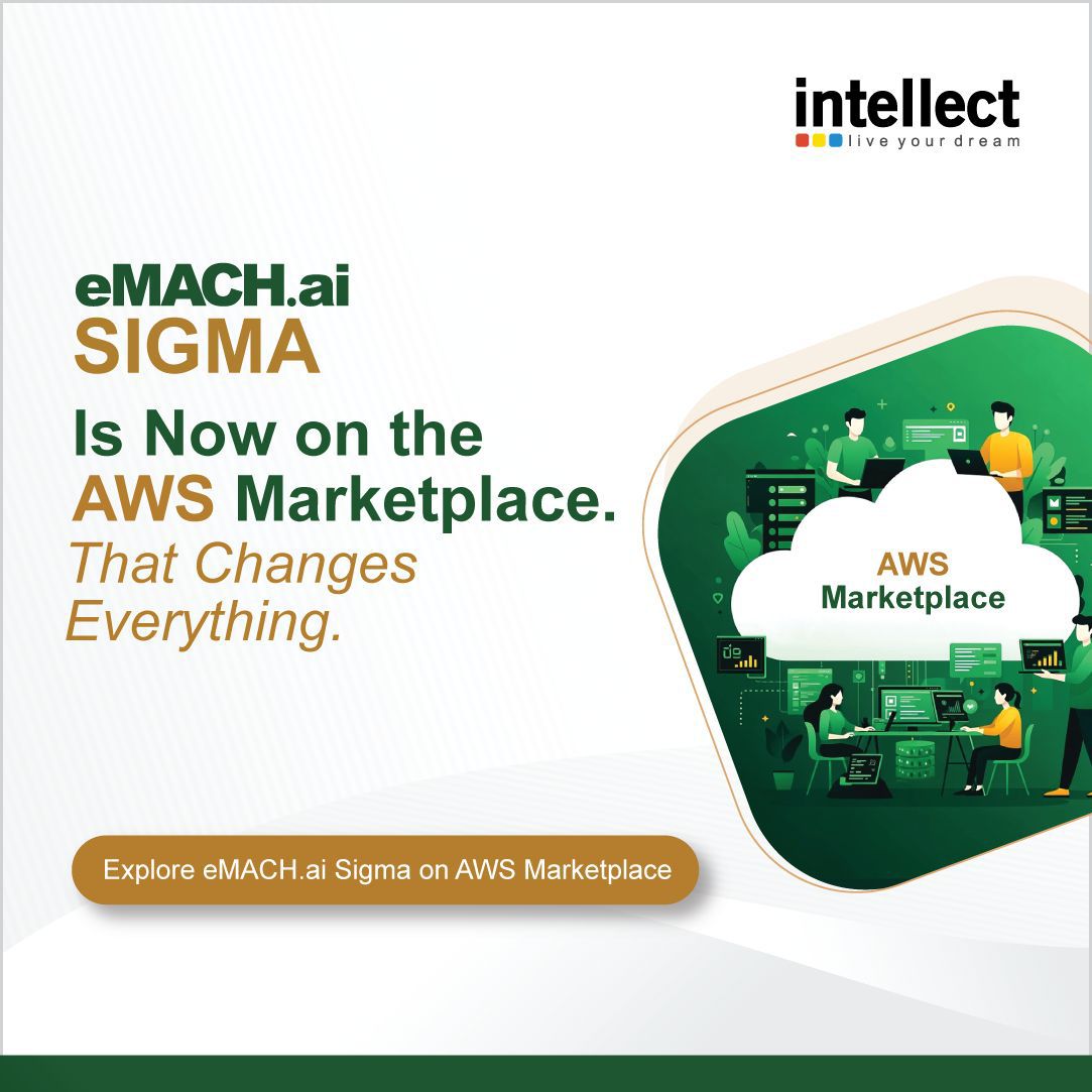 When you're listed on the AWS Marketplace, you're not just visible, you're vetted.
eMACH.ai Sigma’s presence on AWS signals more than cloud readiness:
 ✔ 𝐈𝐭 𝐦𝐞𝐚𝐧𝐬 𝐭𝐫𝐮𝐬𝐭: we meet global enterprise standards for scale and security
 ✔ 𝐈𝐭 𝐦𝐞𝐚𝐧𝐬