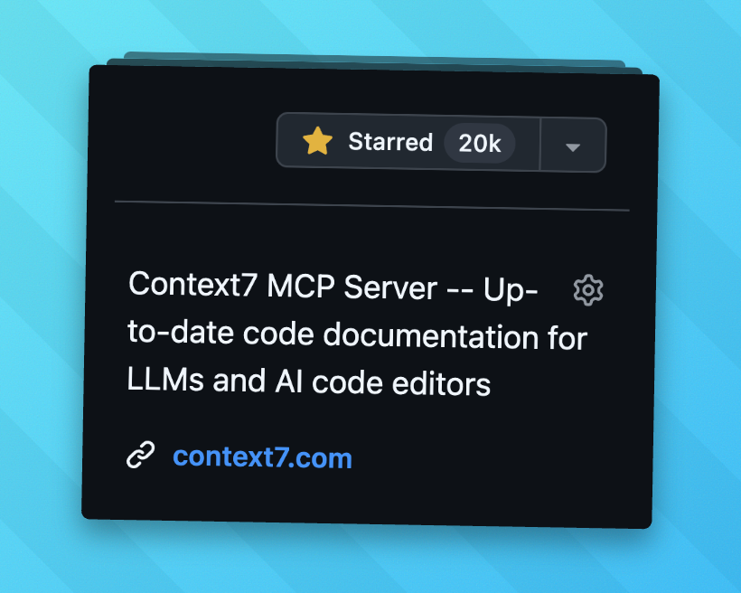 Context7AI's tweet image. The Context7 repo just passed 20k stars! ⭐️⭐️⭐️
Huge thanks for all your support!
The best is yet to come 👀