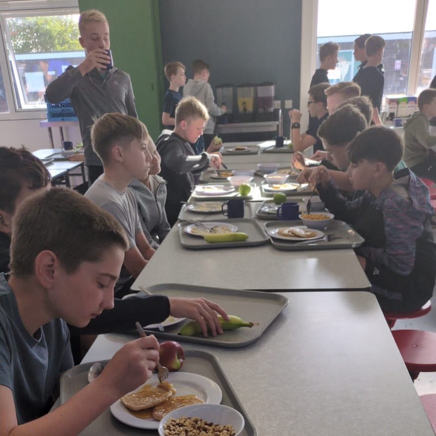 Year 7 Mersea crew fuelling up for another day!