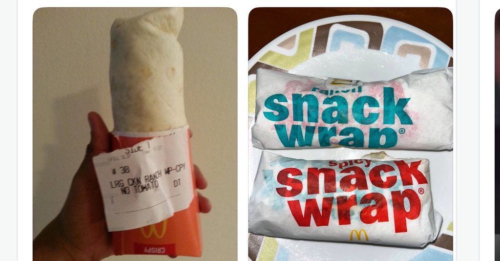 Newportbeach949's tweet photo. McDonald’s this is the #snackwrap we want back not this new one! Shame on you @McDonalds https://t.co/ax9RTa8Rti