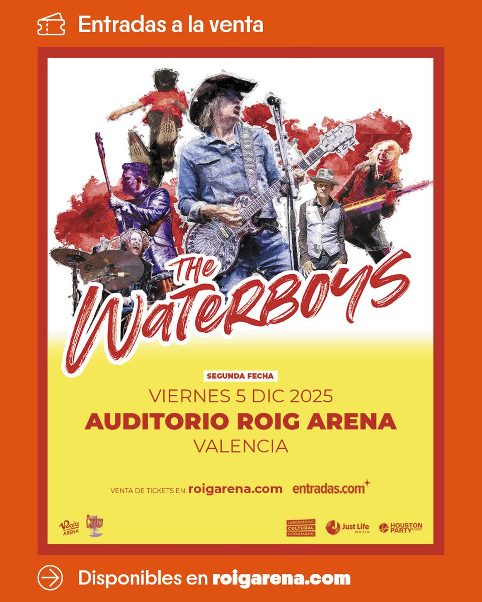 RoigArena's tweet image. ENTRADAS DISPONIBLES para la segunda fecha de @WaterboysMusic🤠
¡Esta vez no puedes dejar pasar la oportunidad de disfrutar de la banda escocesa!
📅 5 de diciembre
📍Auditorio Roig Arena
🎟️ Entradas a la venta en nuestra web roigarena.com y nuestra app oficial.