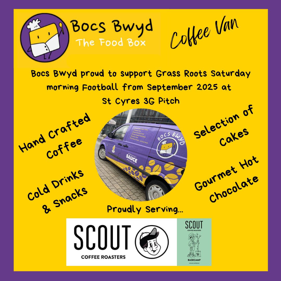 We've arranged our neighbours coffee van for Saturday morning footy throughout the Winter. Thank you <a href="/yydbocsbwyd/">yydbocsbwyd</a> <a href="/yydsecondary/">Ysgol Y Deri Secondary</a> !