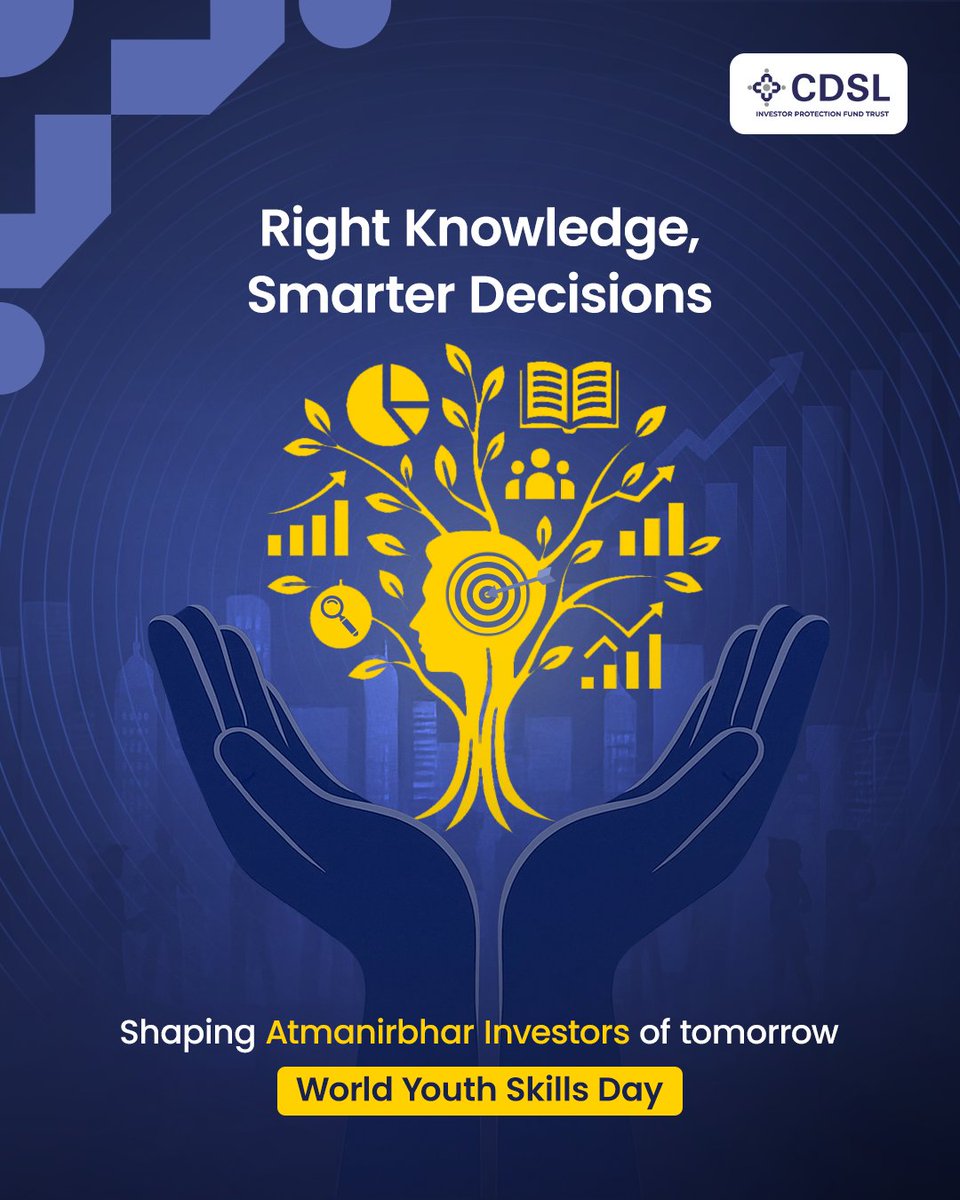 CdslIndia's tweet image. When sound research meets investment planning, the future becomes truly Atmanirbhar.
Empowering today's youth with the financial wisdom to build a self-reliant tomorrow.
#CDSLIPF #CDSL #WorldYouthSkillsDay #WorldYouthSkillsDay2025 #Youth #FinancialLiteracy #YouthEmpowerment…