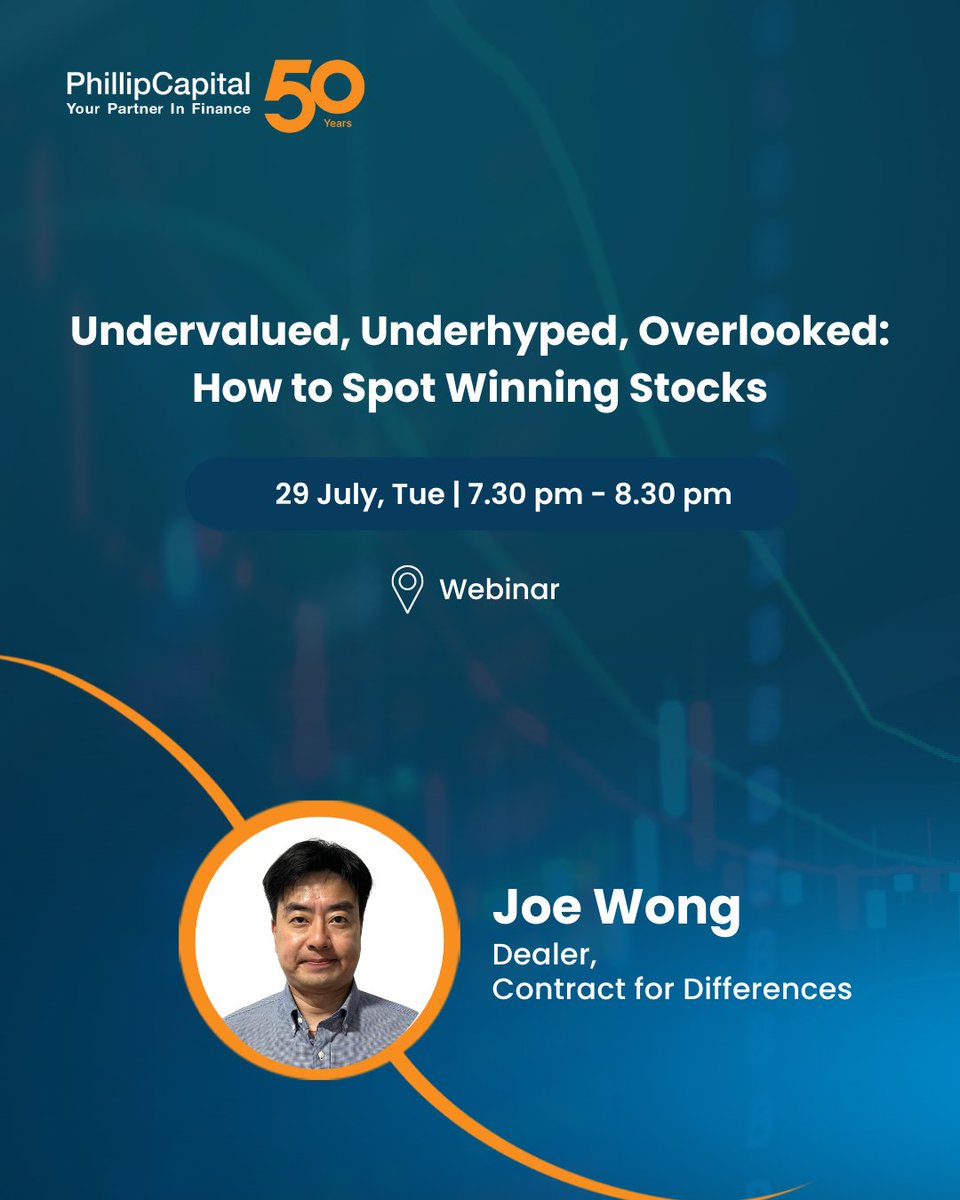 Undervalued. Underhyped. Overlooked.
Join our live webinar on 29 Jul, Tue at 7.30pm and learn how to spot the next big stock before everyone else does.
📌 What you'll learn:

✅ 3 indicators for undervalued stocks

✅ Contrarian strategies
✅ Real lessons from past investing
