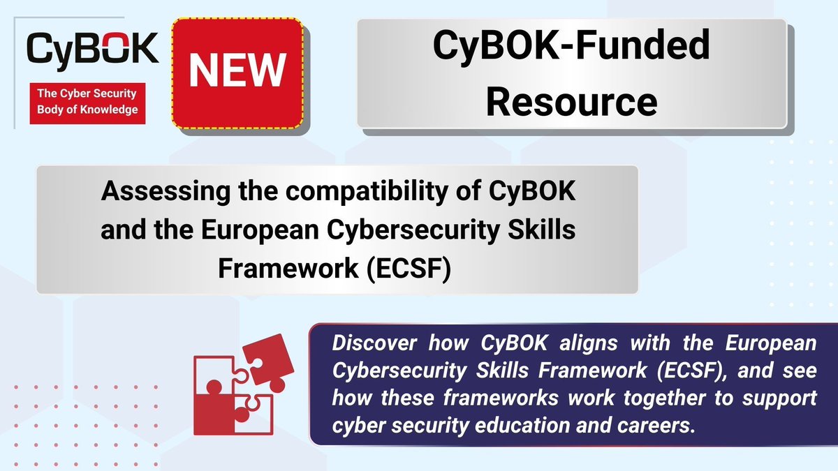 📢 We're excited to share this new resource exploring how two key frameworks align to support #CyberSecurity skills development!

Designed to help educators, employers, and policymakers strengthen education and workforce planning.

Check it out!🔗 buff.ly/AokoKVJ 

#CyBOK