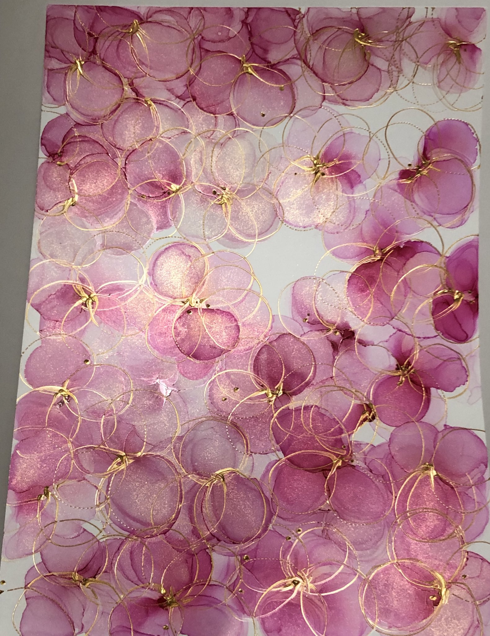 イルカ アルコールインクアート ピンク系 イルカ アルコール