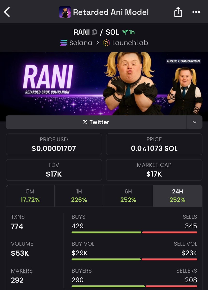 $ANI 16m

$RANi the retarded model still 17k? 

extremely undervalued 

GvjPrjynouQQAziZWDwchsemhX3dVGG4Z5SJ36Bqbonk

hayaaa bros