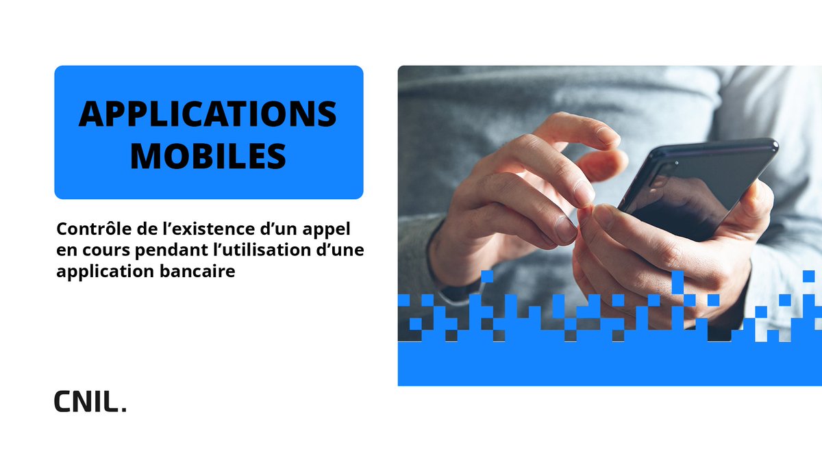 CNIL's tweet image. Contrôle de l’existence d’un appel en cours pendant l’utilisation d’une application bancaire pour détecter les fraudes :
➡️ Particuliers, quels sont vos droits ? 👉 cnil.fr/fr/appel-en-co…
➡️ Professionnels, comment respecter la réglementation ? 👉 cnil.fr/fr/controle-ap…