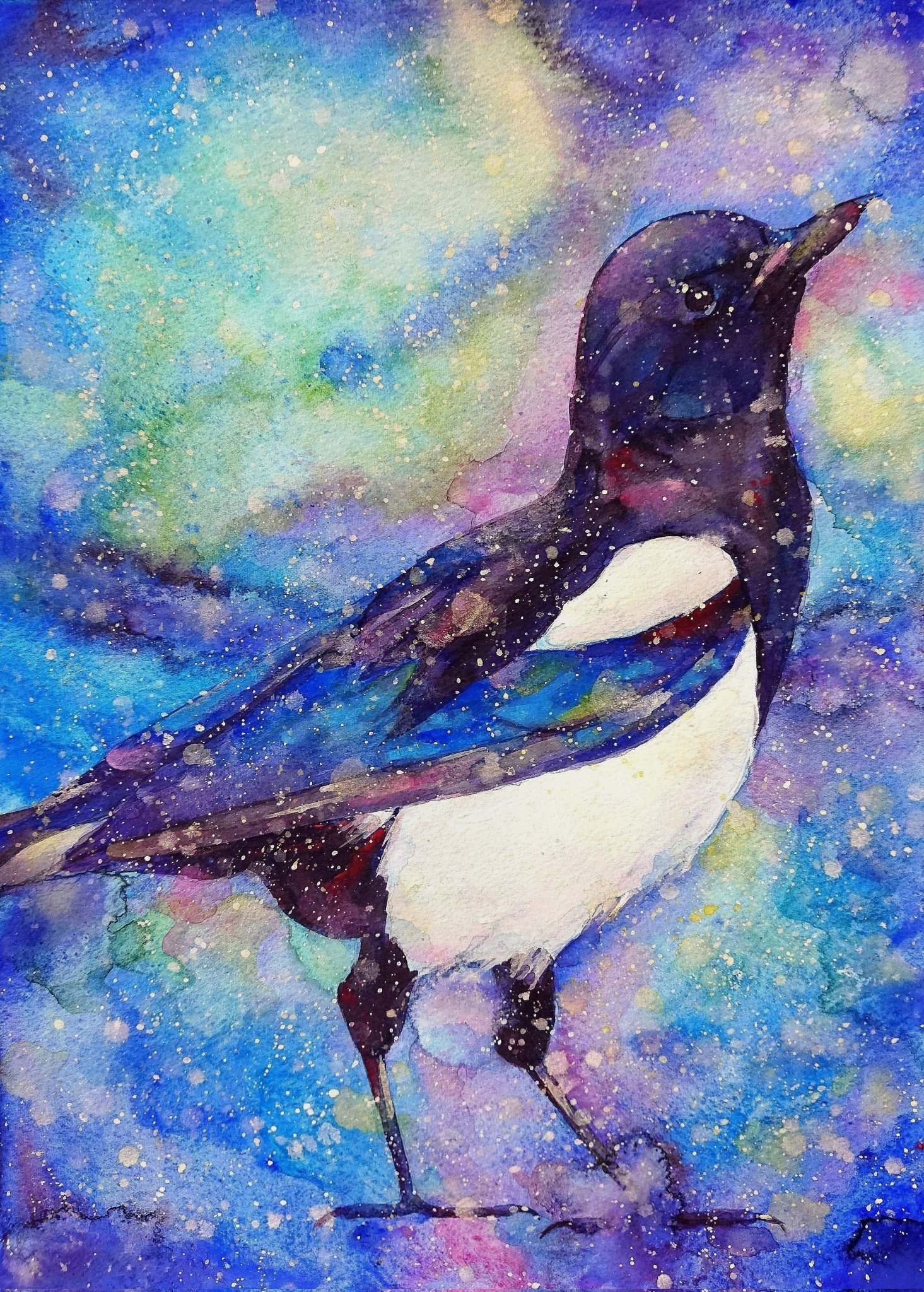カラス　アクリル画　原画 jobanni on X: 