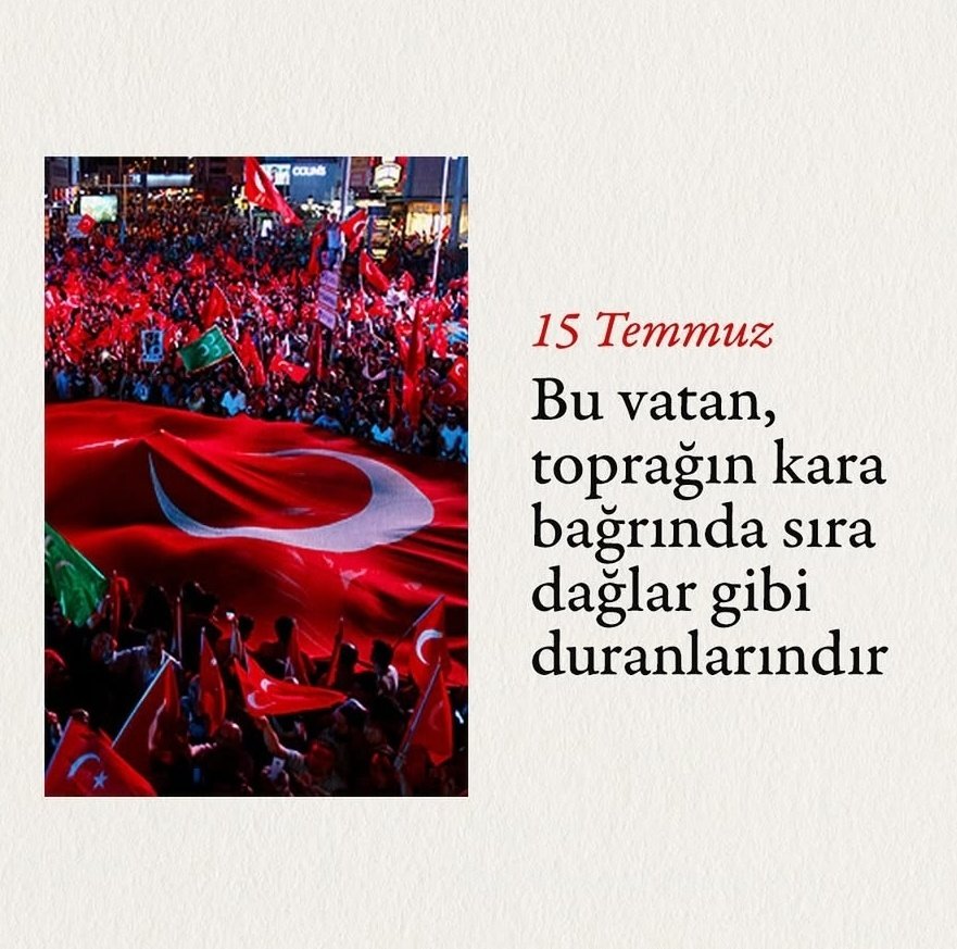 Ne destanlar yazılır
Memleket sevdasından..

#15temmuz #15TemmuzDestanı